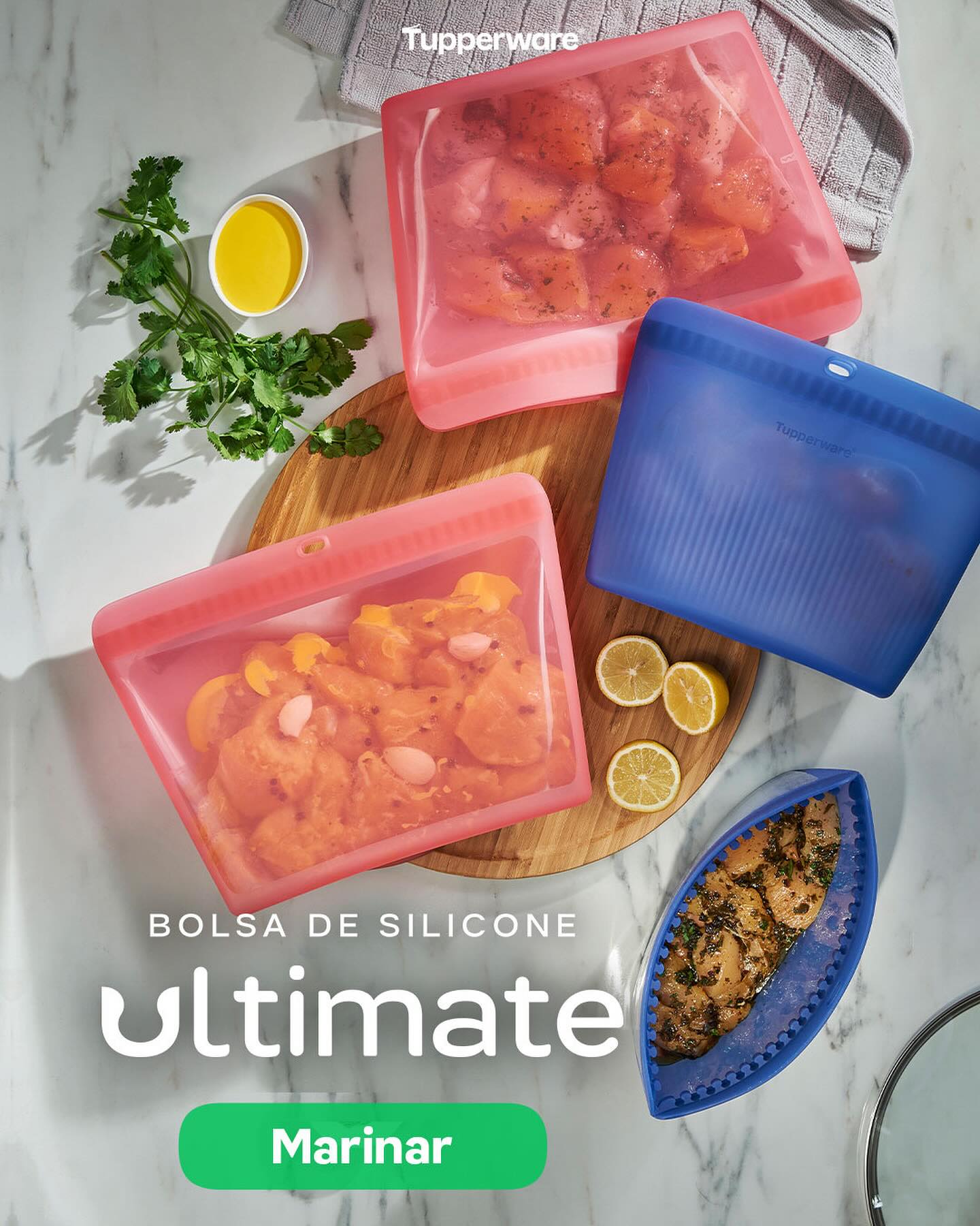 Saco de Silicone Multiuso M Ultimate Verde Tupperware 1L