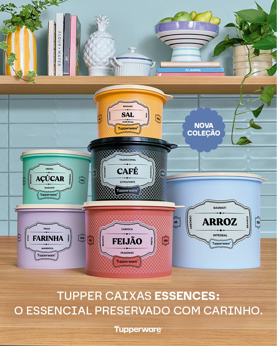 Pote de Açucar Tupperware Essences Azul 1,4kg