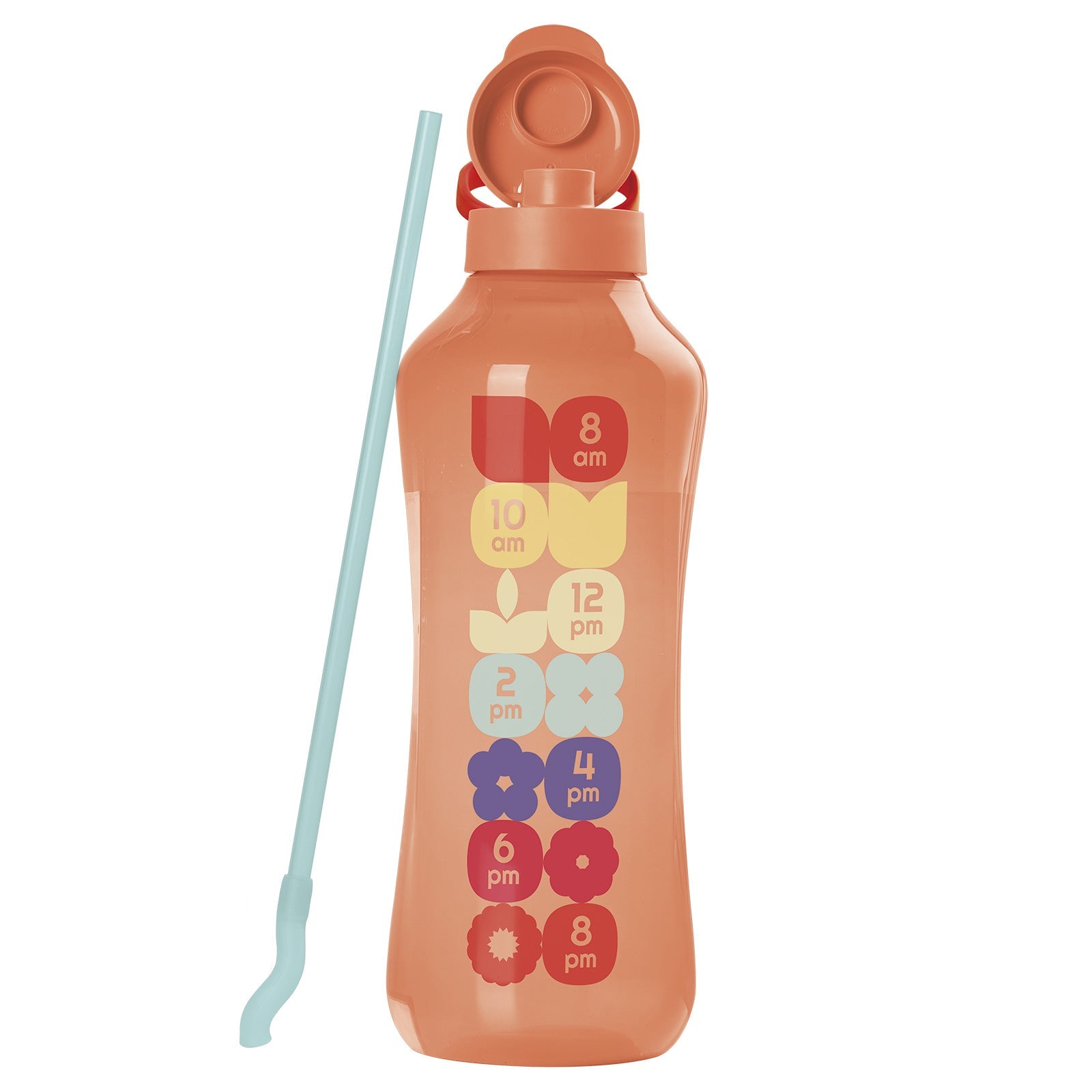 Garrafa de Água Tupperware Aquavibe com Canudo Flexível Pêssego 2L