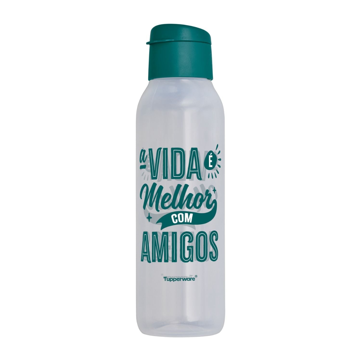 Garrafa de Água Tupperware Eco Tupper Plus Viva As Amizades Tupperware 750ml Verde