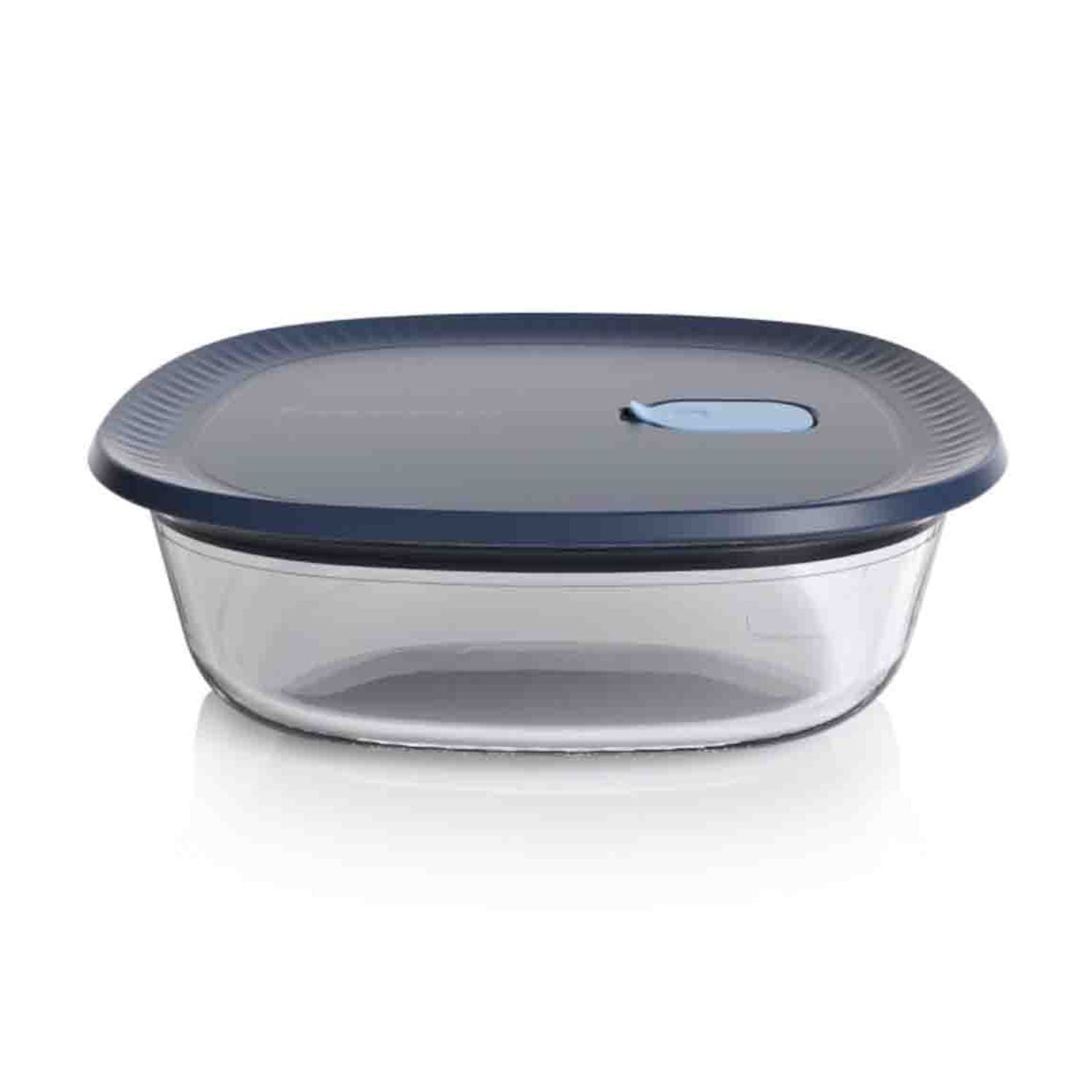 Travessa de Vidro com Tampa Tupperware Vitrea Quadrada 1,6L